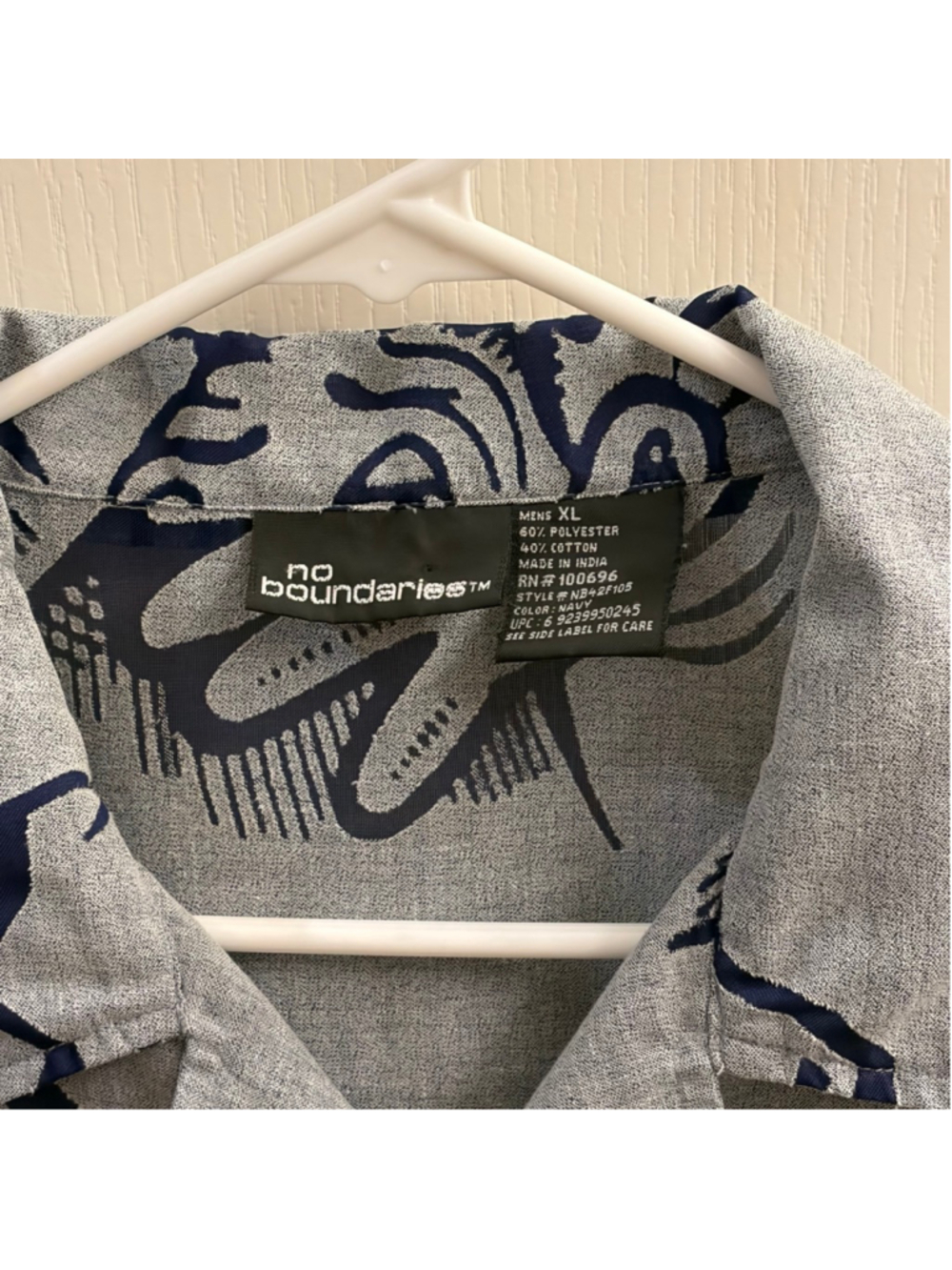 Men's No Boundaries Y2K SK8 Button Down Shirt XL Gray Navy - Picture 4 of 6